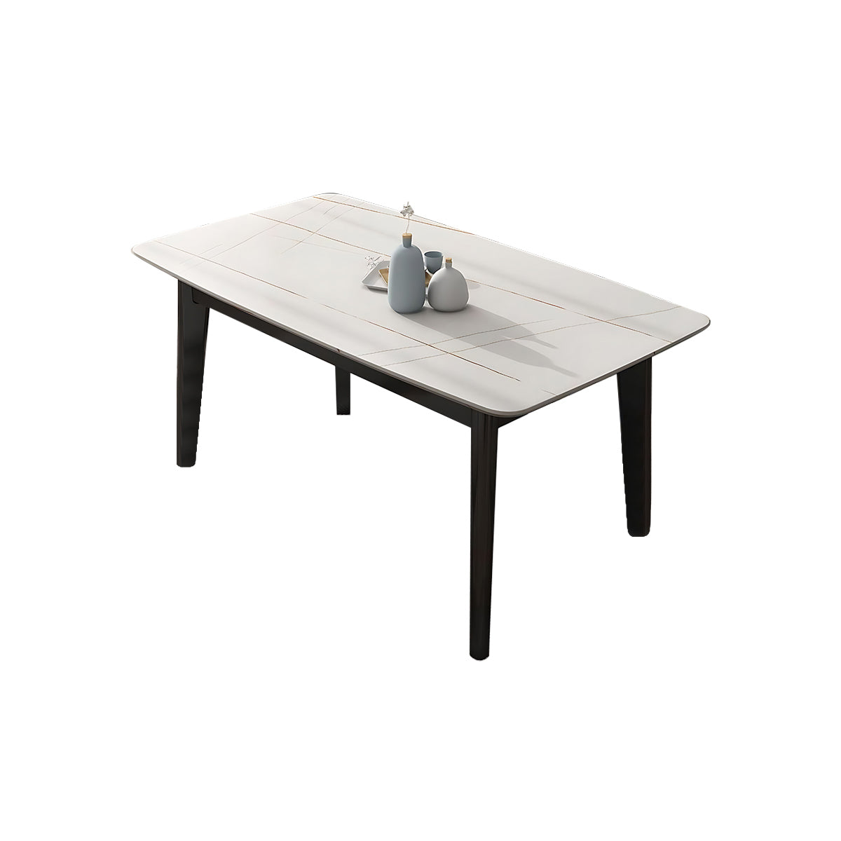 Sleek Modern Minimalist Rectangular Dining Table with Sturdy Thick Desktop