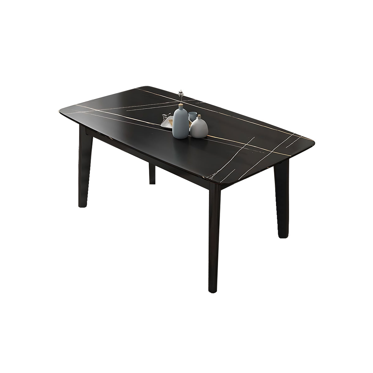 Sleek Modern Minimalist Rectangular Dining Table with Sturdy Thick Desktop