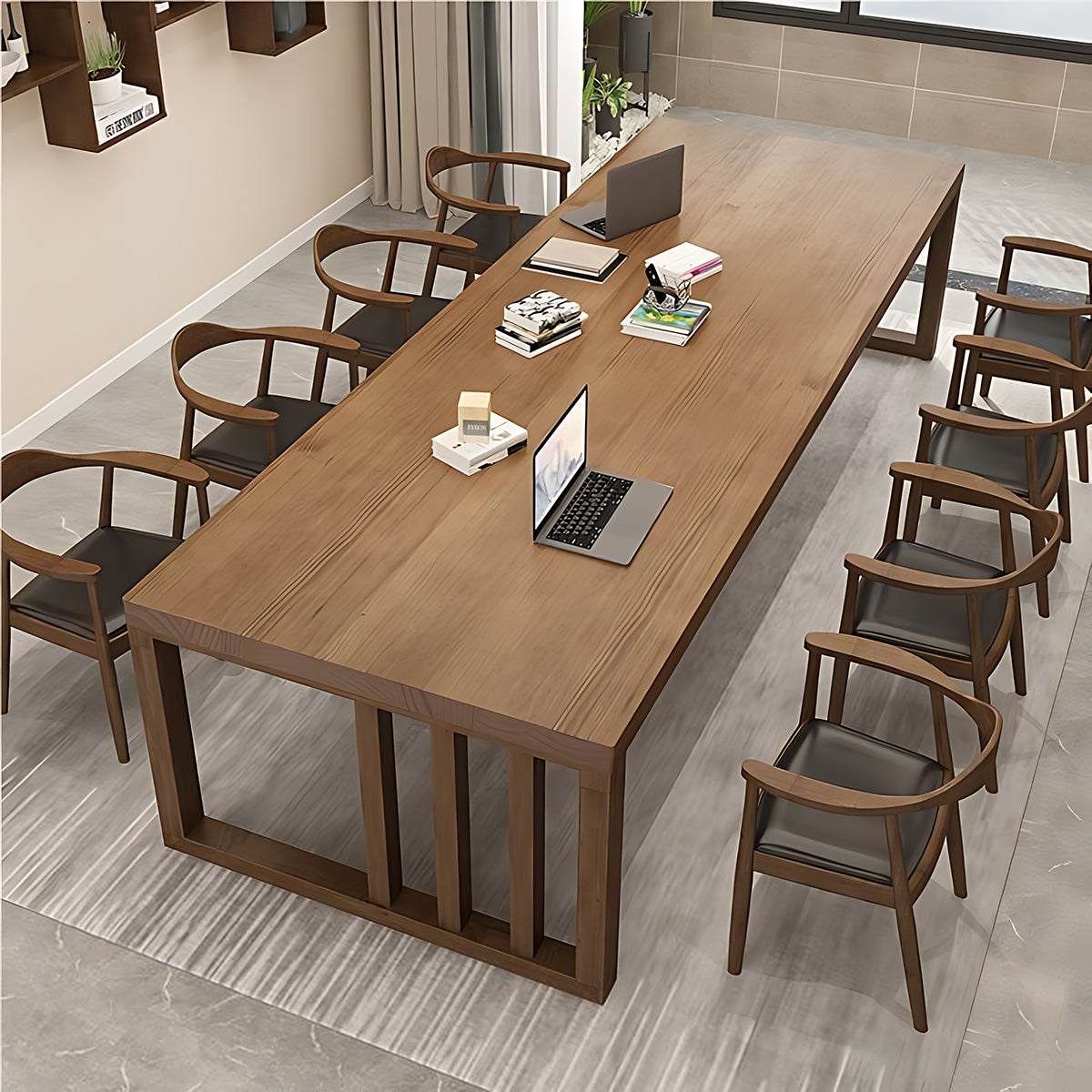 Modern Simple Solid Wood Long Conference Table Office Desk