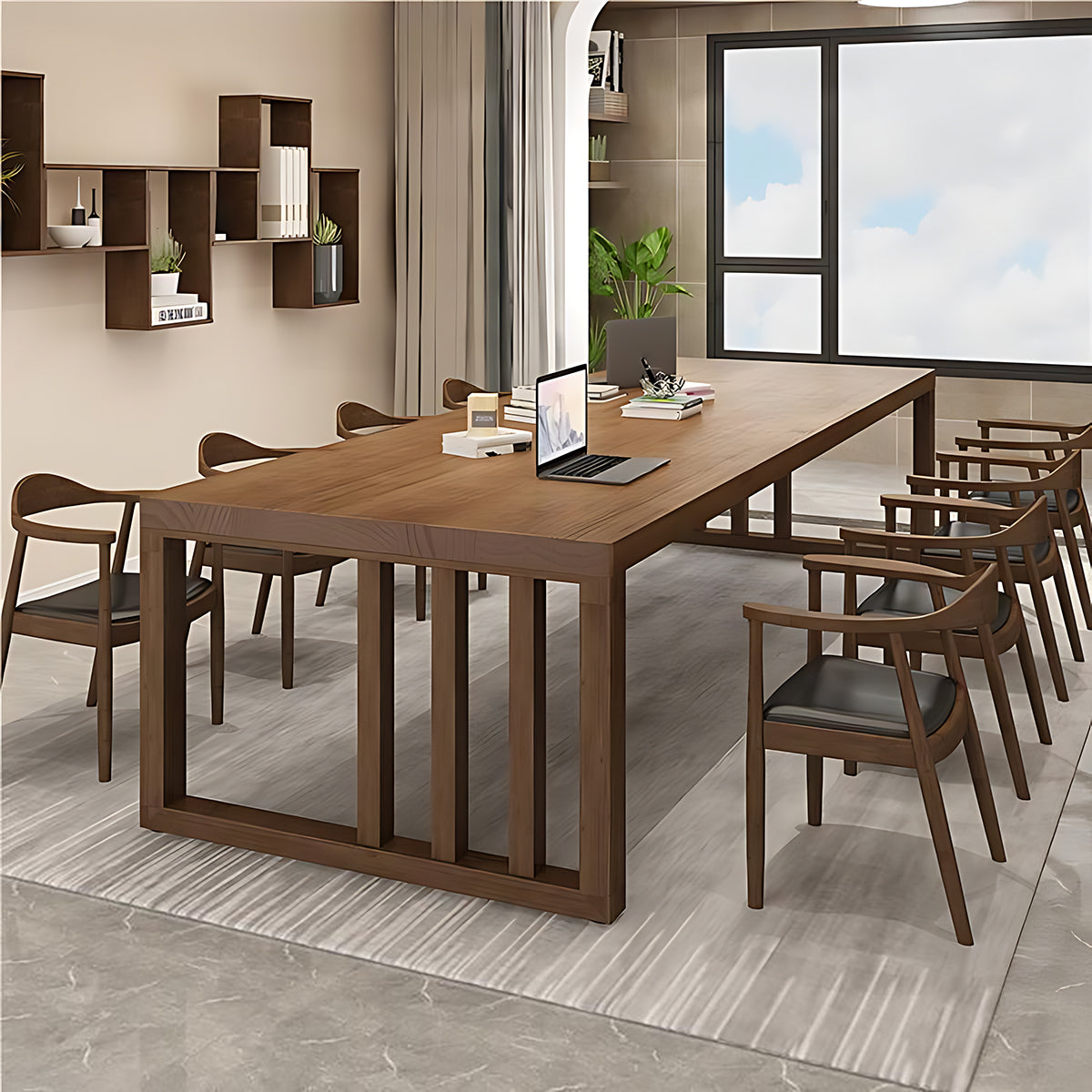 Modern Simple Solid Wood Long Conference Table Office Desk