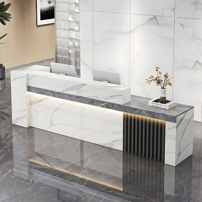 Modern Luxury Reception Desk with Counter and Integrated LED Accent Lighting（Stock Items）