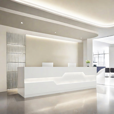 Round Reception Desk 55-189 in Wide with Cable Management, LED Lighting & Keyboard Tray（Stock Items）