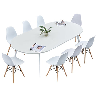 Modern White Oval Conference Table Set  Compact and Versatile