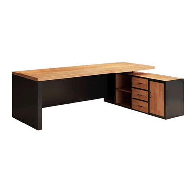 Industrial-Style Solid Wood Executive Desk