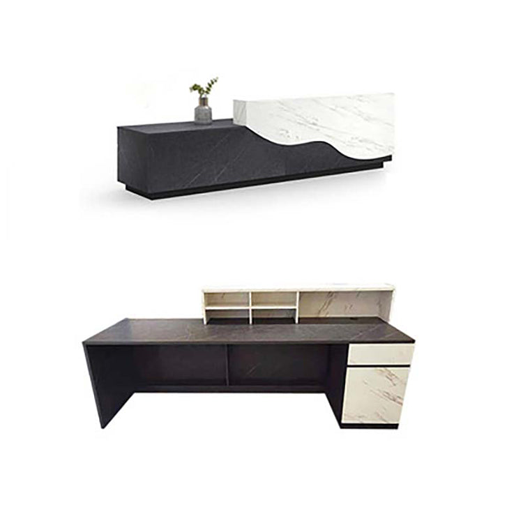 Imitation marble company front desk reception counter for commercial service counter