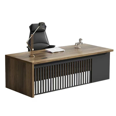 Innovative Industrial-Style Solid Wood Executive Desk