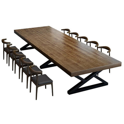 Nordic Industrial-Style Solid Wood Large Conference Table