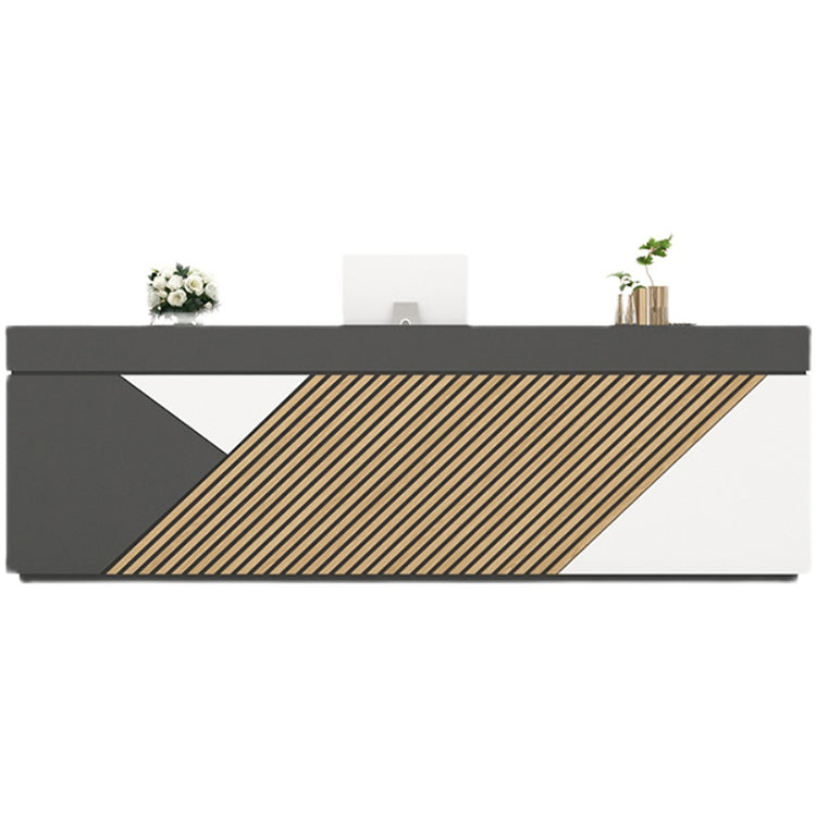 Modern Reception Desk with Cashier Counter Simple Design Storage Space Varnish Coating